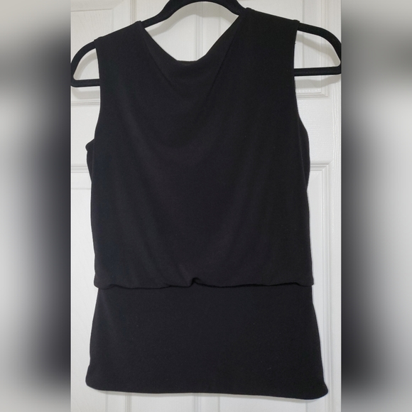 WHBM Black Sleeveless Tank Silver Grommet Detail on Left Shoulder Size XXS - Picture 2 of 5